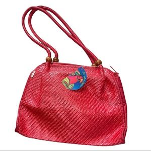 Bob & Alice The Last Straw Holiday Fair Red Wood Bead Accent Tote Bag New w/ Tag